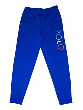 Polo Ralph Lauren Kids Blue Double Knit Joggers with Ombré Logo-Medium (10-12)